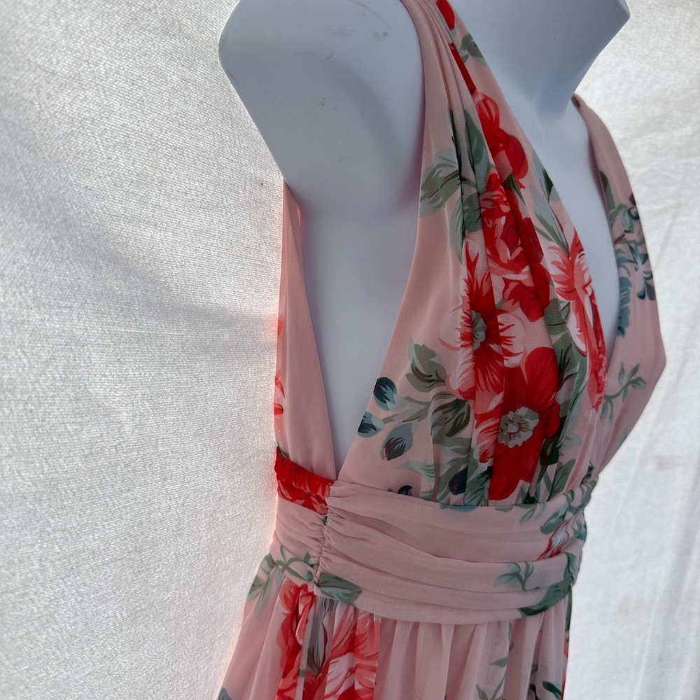Lulu's Blush Pink Floral Wrap Maxi Dress - Picture 4 of 10